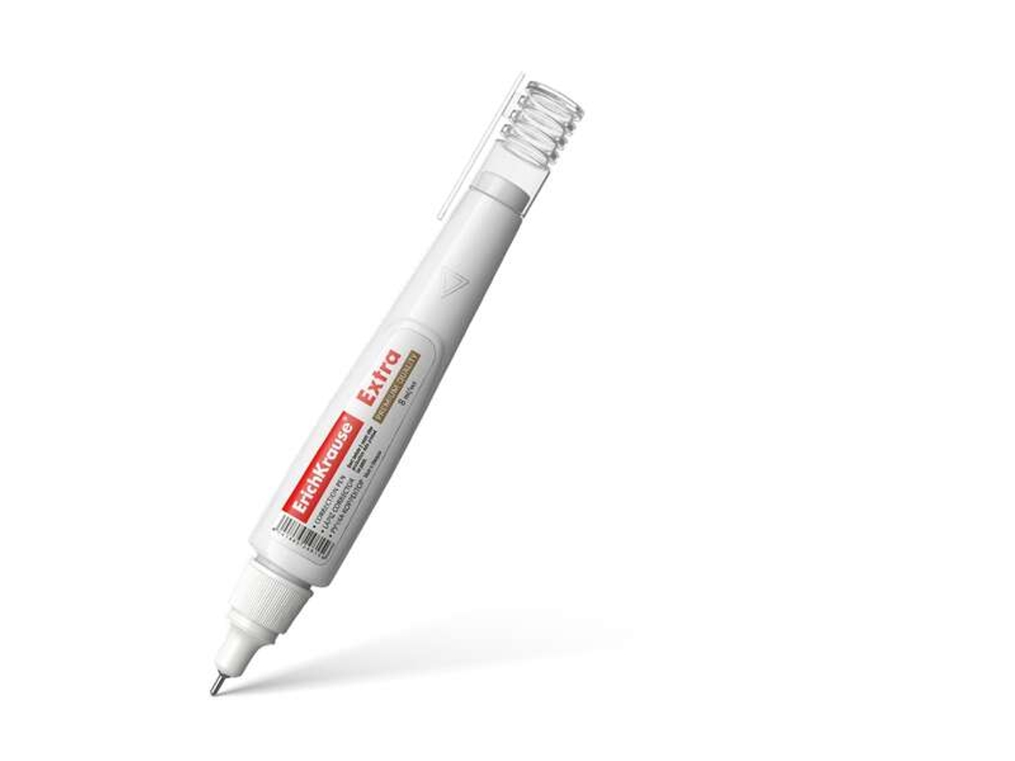 Bolígrafo corrector Erichkrause Extra Correction de 8 ml, de secado rápido, de alta calidad, resistente al frío, color blanco