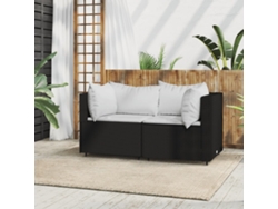 Sofá De Esquina De Jardín | Sofá De Exterior Con Cojines Ratán Sintético Negro Wsd939310