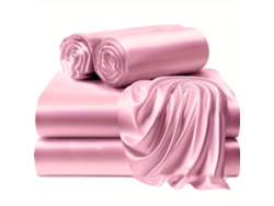 4pack Juego De Sábanas Ajustables De Satén Chrui 100% Poliéster 198x203x35cm (rosa)