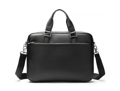Maletines de negocios Bolsa Bolsas de trabajo para hombres Bolsa de mensajero para computadora portátil Bolsa de hombro de cuero genuino-negro