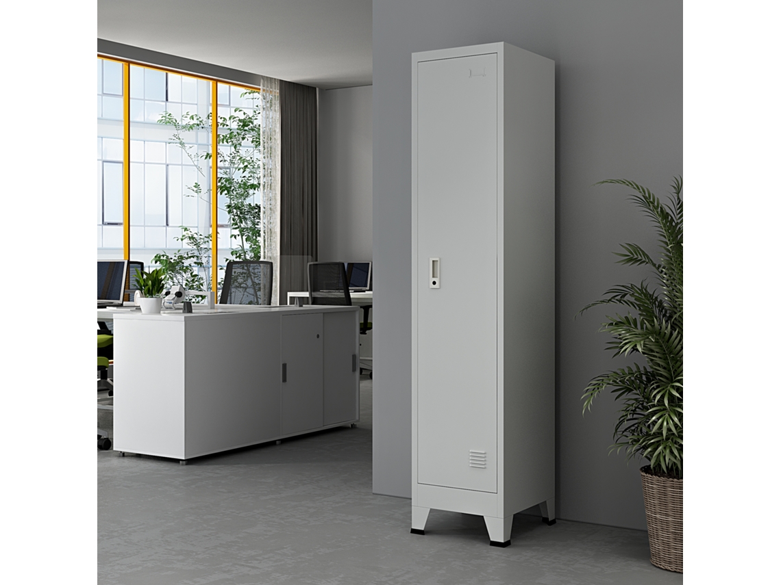Casillero Metálico Joroinen con portaetiquetas y 1 puerta con cerradura 180 x 38 x 45 cm Acero - Gris [en.casa]