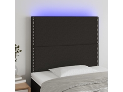 Cabecero Con Luces Led Tela Negro 80x5x118/128 Cm