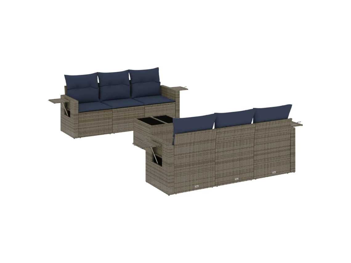 Maison Exclusive - Conjunto De Sofá De Jardín De 7 Piezas Con Cojines, Poliratán Gris
