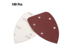 100 unidades de papel de lija triangular de alúmina con 5 agujeros, grano 80, para lijar y pulir.