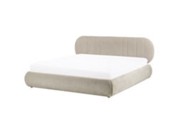 Cama De Casal Beliani Campan De Tecido Creme 180x200