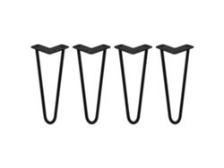 Patas Skiski 4 Patas de Mesa en Gancho de Pelo 30,5 cm 2 Varillas de Acero Negras Espesor 12 mm