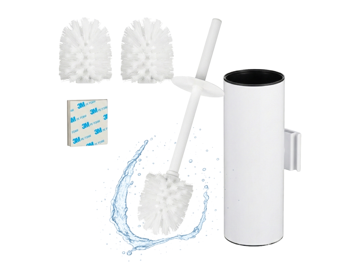 Relaxdays Escobilla Baño, Escobillero Pared Adhesivo O Con Tornillos, 36,5x9x11 Cm, Acero, Y Plástico, Color A Elegir