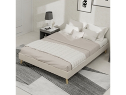 Estructura De Cama 140x200 Cm - Terciopelo Holandés, Base Baja - Beige
