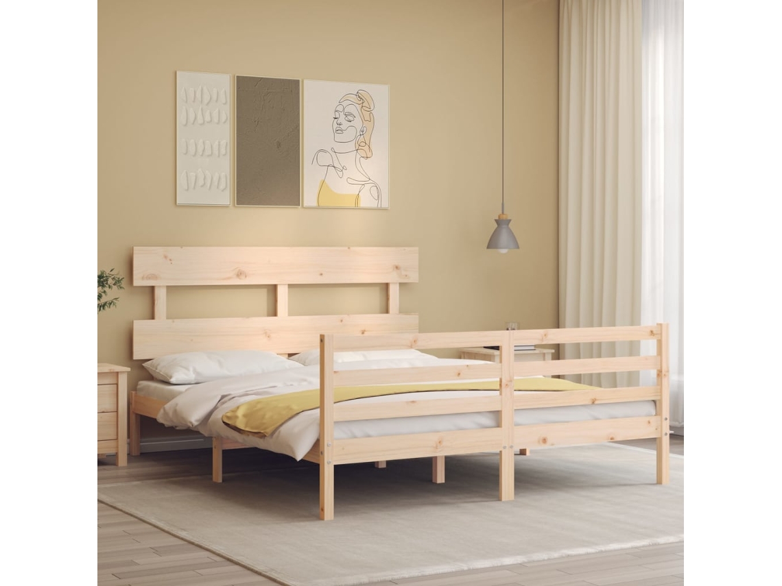 Cama De Matrimonio | Cama Para Adultos | Estructura De Cama De Matrimonio Con Cabecero Madera Maciza