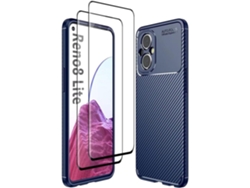 Conjunto de Protectores de Pantalla Ultra Amortecedora Fibra para Oppo Reno8 Lite 5G HONGWE. Silicona Azul (2un)