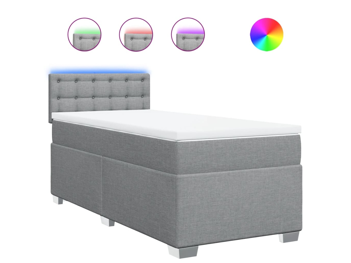Maison Exclusive - Cama Box Spring Con Colchón Tela Gris Claro 100x200 Cm