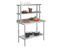 Mesa de trabajo de cocina con estante de acero inoxidable MAISON EXCLUSIVE (120 x 60 x 150 cm)