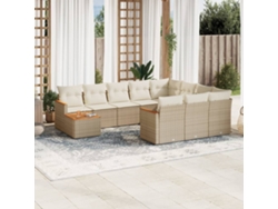 Conjunto de sofá de jardín de 11 piezas con cojines de mimbre beige DKD Home Decor
