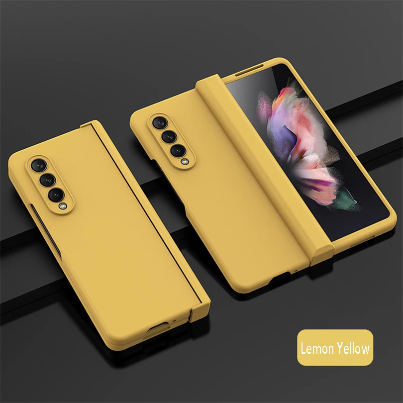 (amarillo, Galaxy Z Fold5) Funda Para Teléfono De Material Pc, Compatible Con Samsung, Funda Protectora Plegable Ultradelgada Con Bisagra.