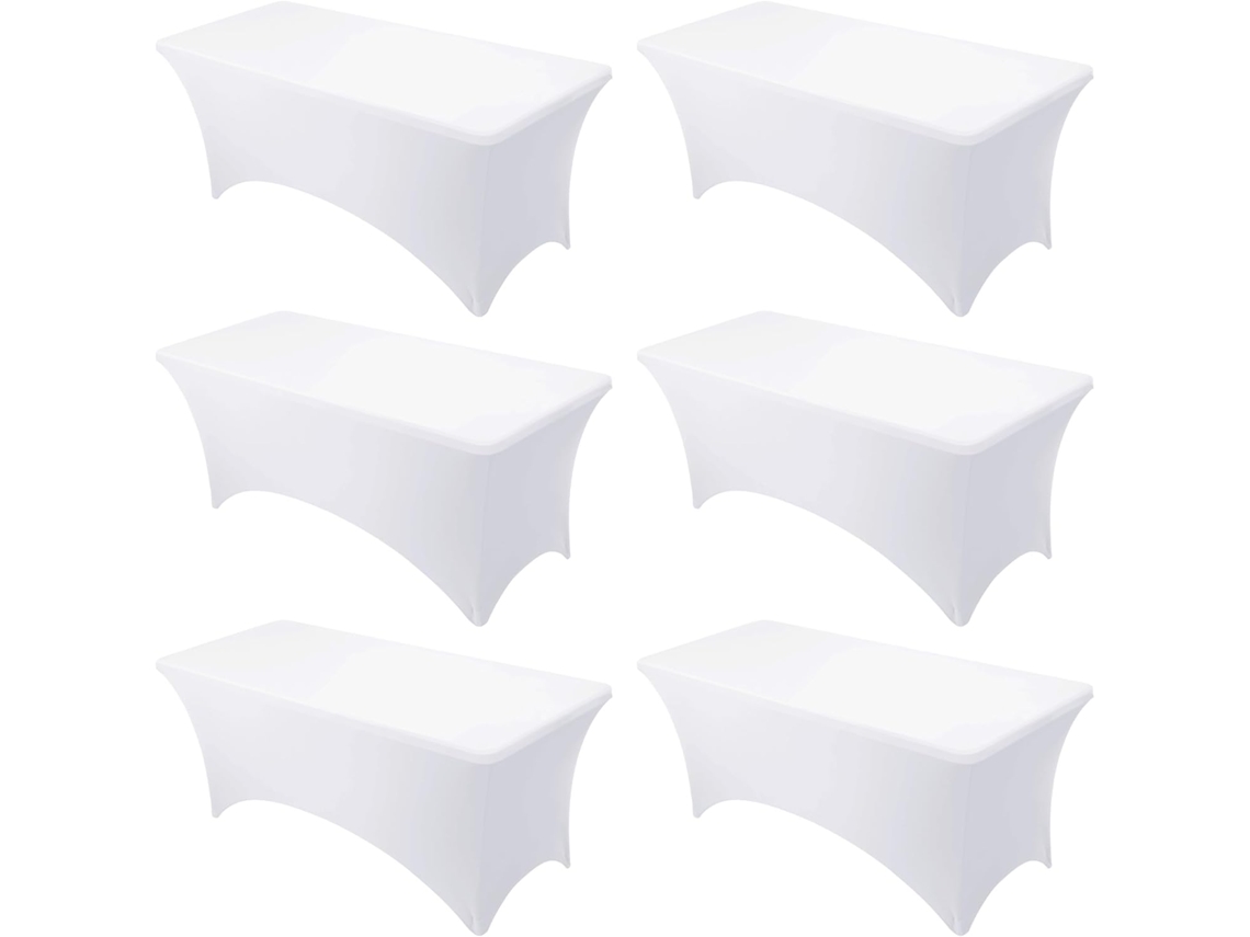 Mantel Rectangular Elástico De Spandex Para Bodas, Banquetes Y Fiestas (6 Piezas, Blanco/183x75x75cm) Gertiz