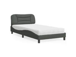 Cama Con Colchón Tela Gris Oscuro 100x200 Cm