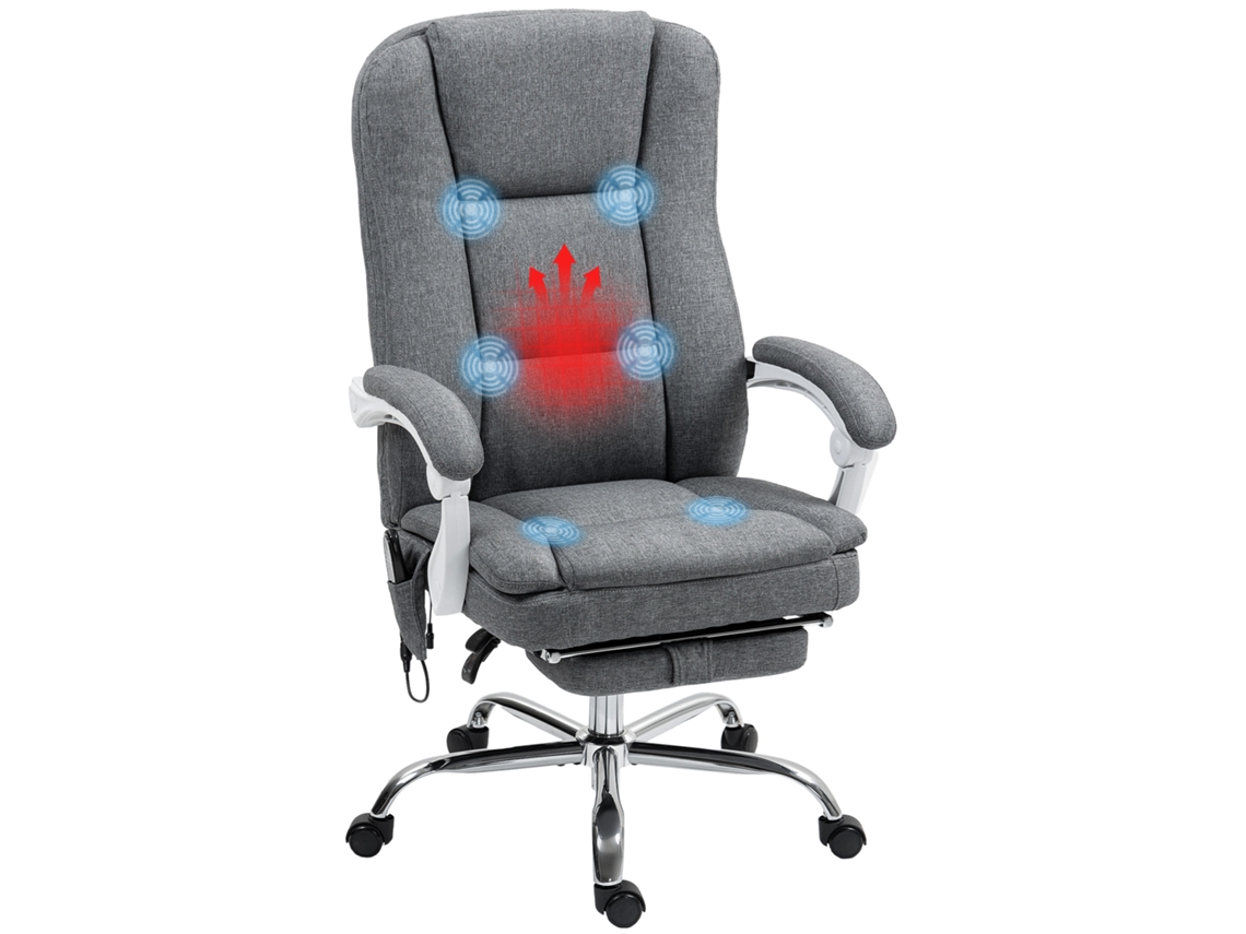 Silla Oficina Masaje Calefacción Reclinable Altura Regulable Gris
