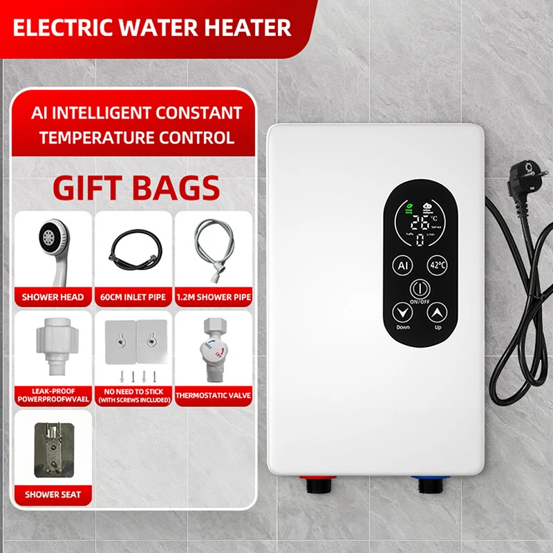 Calentador De Agua Eléctrico Instantáneo Inteligente De Pared (220 V, 3500 W, Enchufe Estándar Europeo)