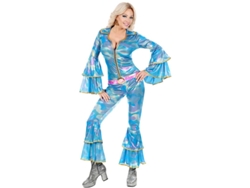 Disfraz de Disco de los años 70 azul para mujer