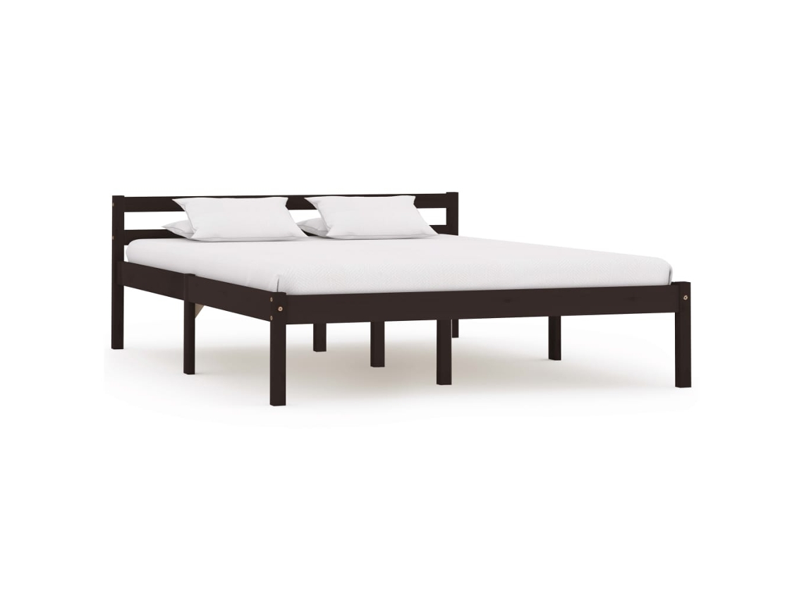 Estructura Cama Sin Colchón Madera Pino Marrón Oscuro 120x200cm