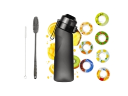 Botella CUICH Botella de Agua con Aire con 7 Cápsulas de Sabor 650Ml de Fragancia de Frutas 0% Azúcar con Pajita Negra