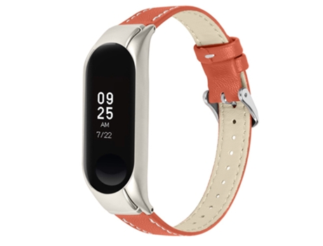 Correa de piel auténtica ajustable para Xiaomi Mi Band 7 - anaranjado