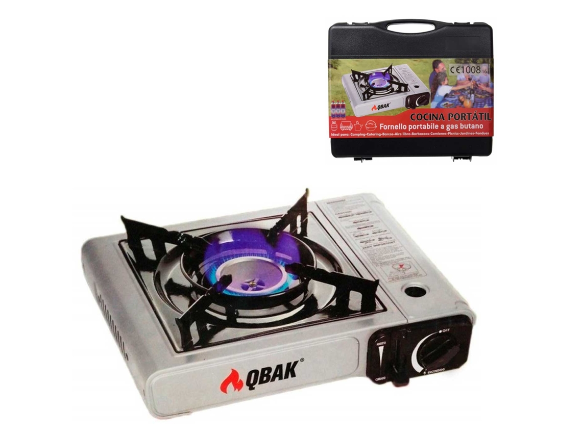 Estufa de gas portátil con una hornilla, mini estufa de camping compacta y ligera, 1 quemador, con estuche de transporte, para camping, apagón, viajes, Acan