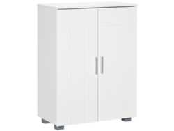 VPMKP - Kleankin armario de baño blanco 60x30x80 cm, 2 puertas, 2 estantes ajustables en 7 niveles, multiusos