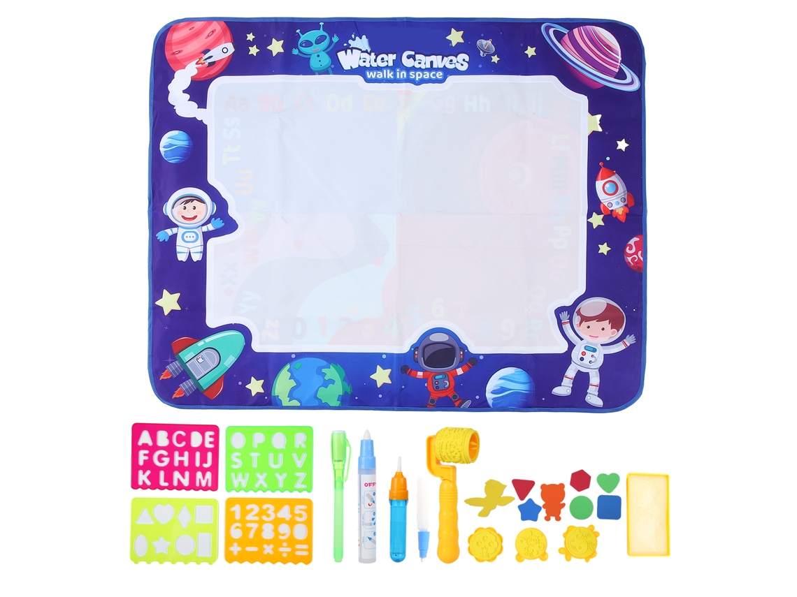 Tapete De Dibujo Con Agua Luminosa De 100x80 Cm Con Temática Espacial Para Niños De 3 Años En Adelante.