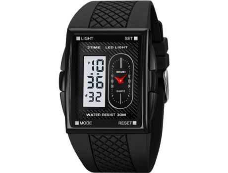 VEANXIN Relojes digitales para hombre Reloj de pulsera deportivo con esfera cuadrada y doble-Plata