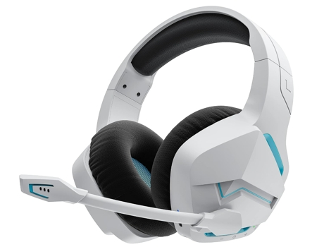 Auriculares Inalámbricos para Juegos con Micrófono y Adecuados para PC PS4 PS5 Playstation 4 5, 2.4G Bluetooth USB (Blanco) CHRONUS