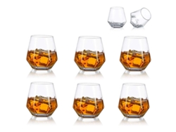 Elegantes copas de vino con forma hexagonal, geometría que desafía la gravedad que garantiza estabilidad y mejora el aroma para whisky escocés, bourbon,