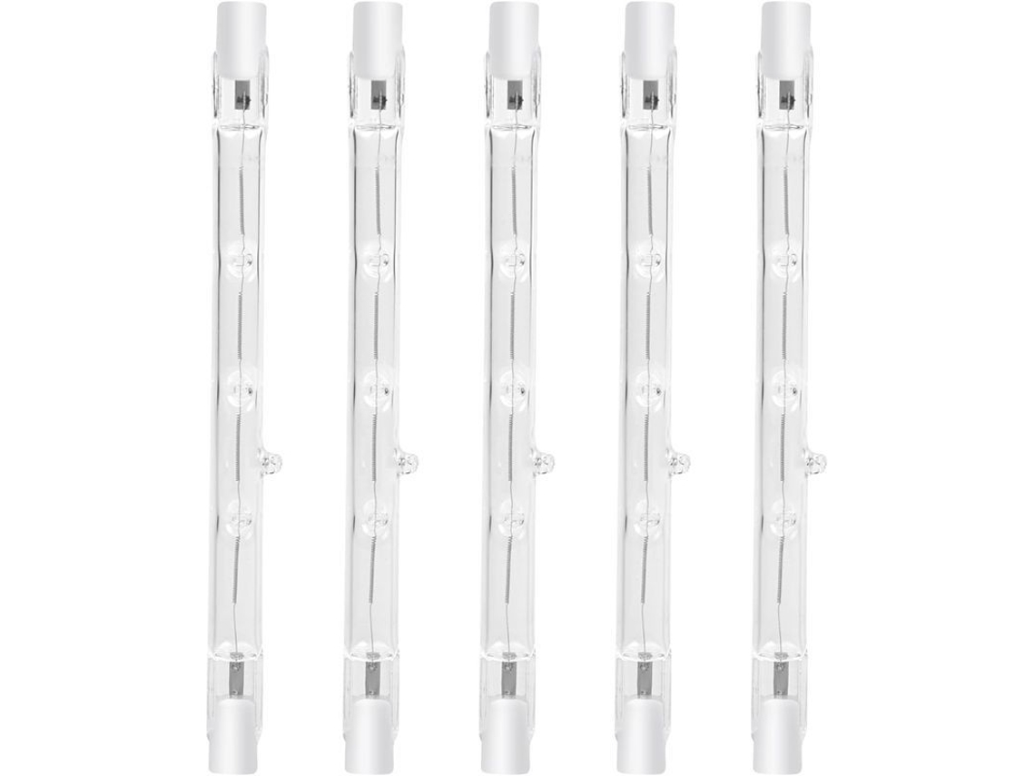 Bombilla Halógena R7s 100w 118mm Regulable 2800k 1500lm Blanco Cálido Ac220-240v (5 Unidades)
