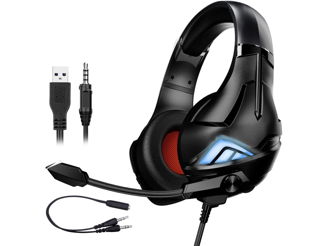Auriculares para juegos SFUSHOS con micrófono, cancelación de ruido y LED
