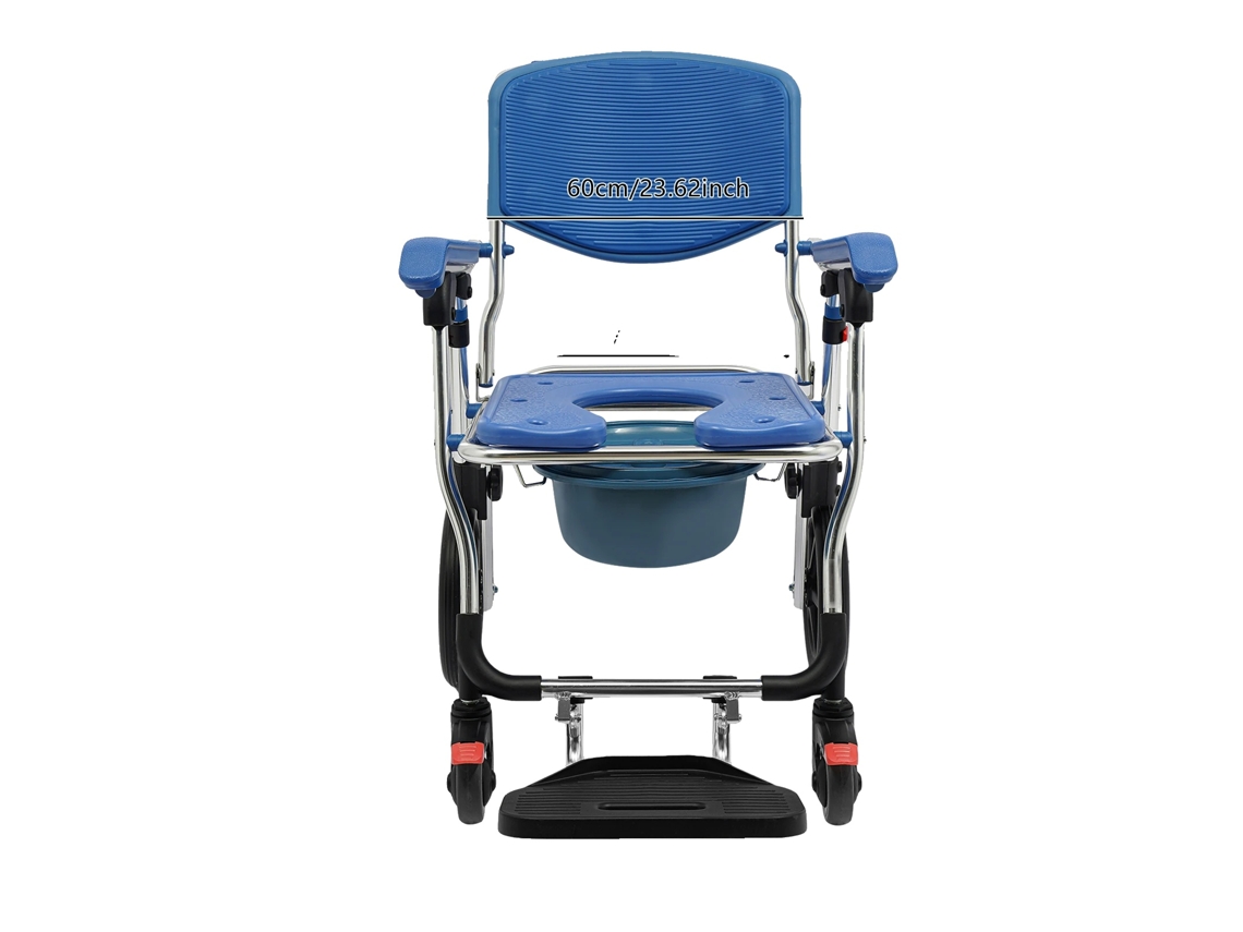 Silla de baño plegable para camping, diseño multifuncional, fácil de montar, color azul