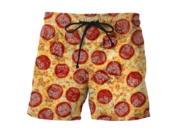 Pantalones cortos para hombre con estampado de salchicha, pernera ancha, cintura elástica y cordón ajustable.