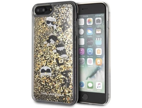 Carcasa Apple KARL LAGERFELD iPhone 7, 8 Plus Glitter Negro, Dorado