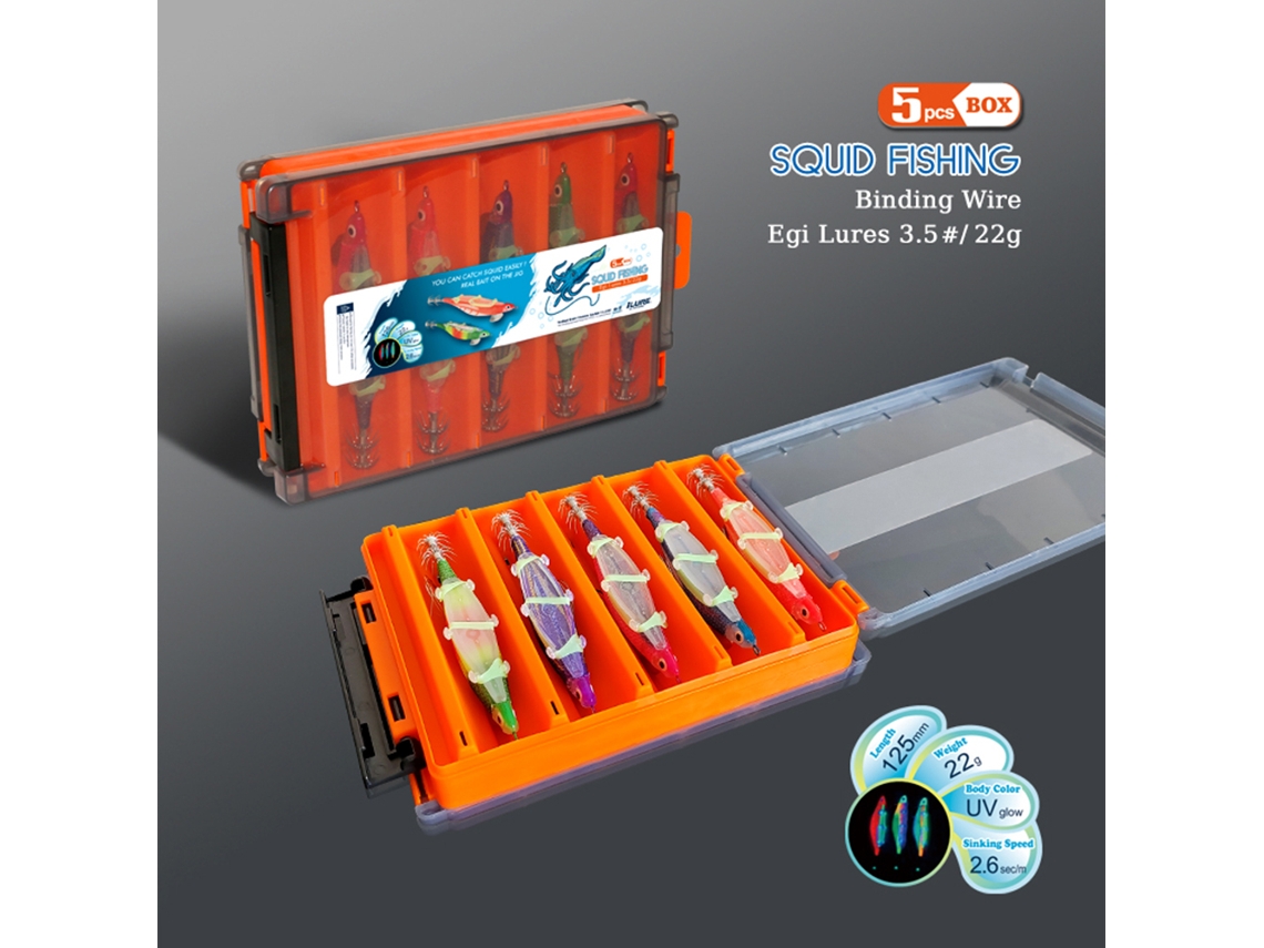 5pcs Isca De Camarão Luminoso De Madeira Com Anzóis De Lula Isca Artificial Dura Para Pesca