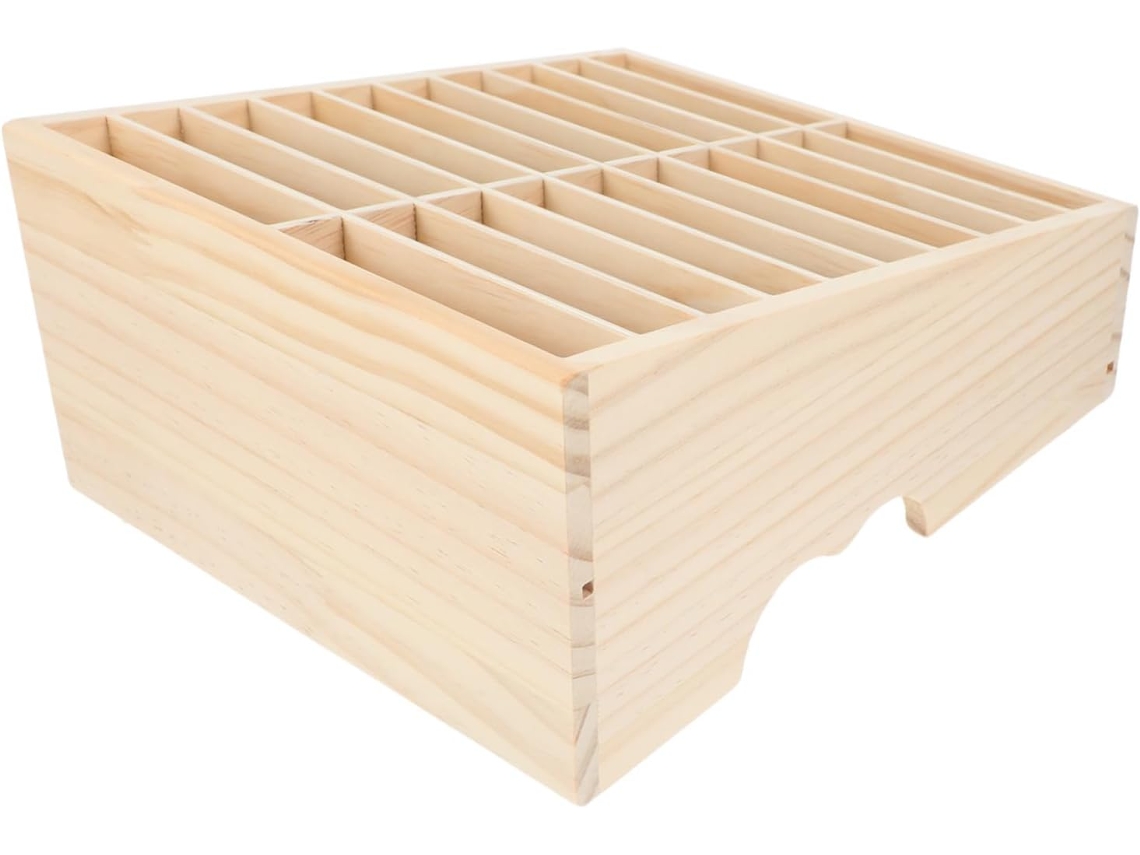 Organizador De Escritorio De Madera Maciza Con Compartimentos Para Teléfonos Y Accesorios.