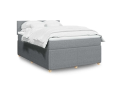 Cama Box Spring Con Colchón Tela Gris Claro 160x200 Cm