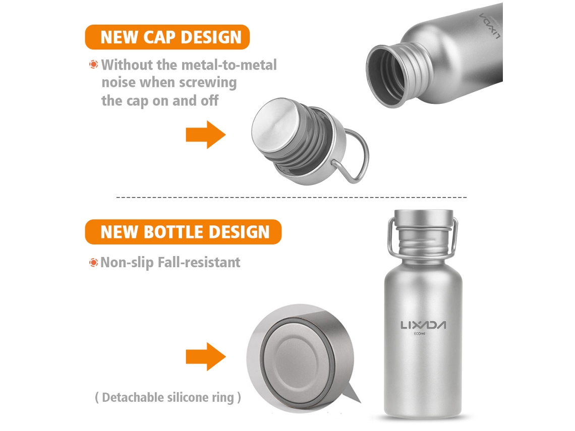 Garrafa De Água De Titânio Total Lixada 600ml Ultraleve Para Camping Trekking Ciclismo Outdoor