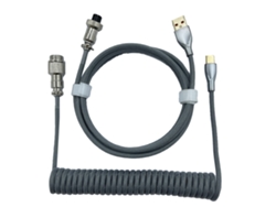 Cable Retráctil Para Teclado Gaming Con Conector Resistente, Cable En Espiral Para Teclado Mecánico, Color Gris Plateado.