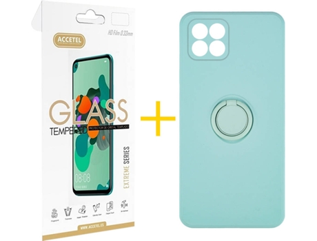 Carcasa + Protector de Pantalla para Huawei P40 Lite ACCETEL Verde Agua