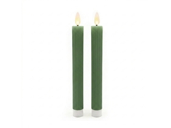 Velas Led Relaxdays, Conjunto De 2, A X D: 25 X 2 Cm, Chama Oscilante, Cera Natural, Ranhuras, Sem Chama, Cáqui