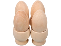 Juego De 4 Soportes De Madera Natural Para Huevos, Soportes Decorativos Para Huevos De Pascua.