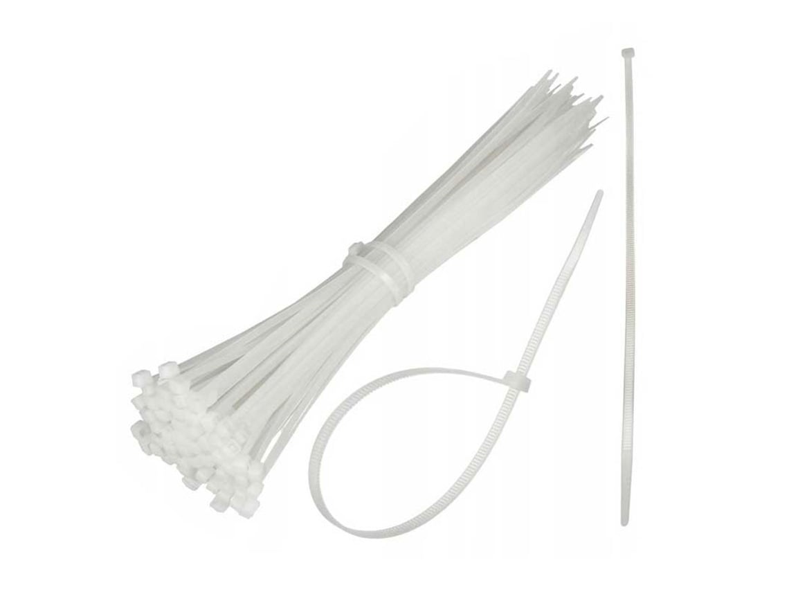 100 Unidades de Bridas de Nylon Pequeñas Blancas de 2.5 mm para Cables -  Longitud de 120 mm