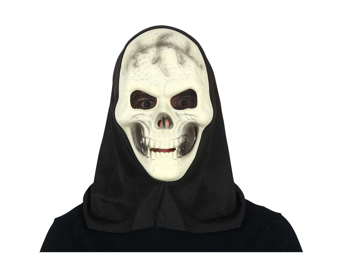 Máscara de Carnaval/Halloween Calavera con Capucha Guirca | Adulto | Negro
