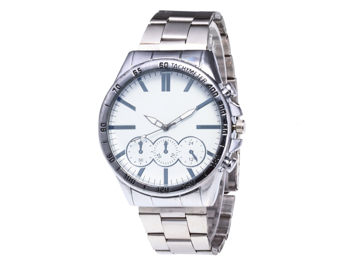 Reloj De Cuarzo Con Correa De Acero, Dial Redondo, Diseño Elegante Para Parejas (plateado)