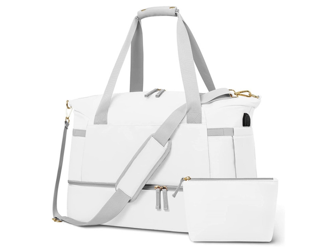 Práctica bolsa de viaje para el aeropuerto, bolsa de fin de semana plegable para mujer con correas ajustables y material impermeable, artículo personal.