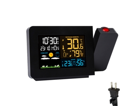 Reloj despertador de proyección multifunción, reloj meteorológico, medidor de temperatura y humedad interior y exterior